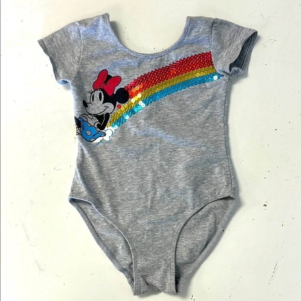 Disney Store Minnie Mouse Rainbow Sequin Gymnastics Dance Leotard 3